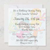 Schwarze Haare Skaten zum Geburtstag Einladung (Rückseite)