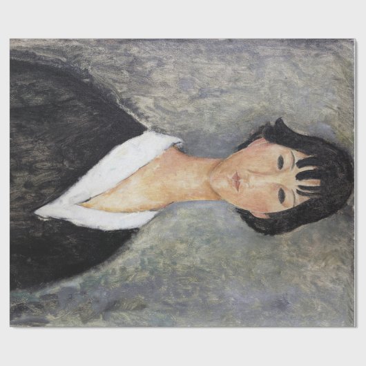 Schwarze Haaresbreite, Modigliani Geschenkpapier (Flach)
