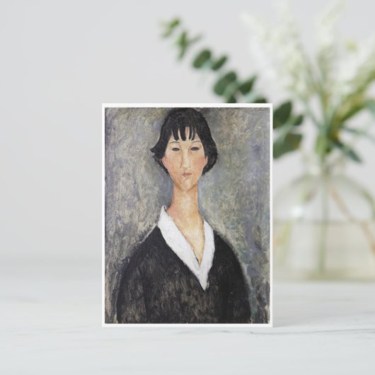 Schwarze Haaresbreite, Modigliani Postkarte (Stehend Vorderseite)