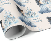 Schwarze Haarprinzessin und Burg Geschenkpapier (Rolleneckpunkt)