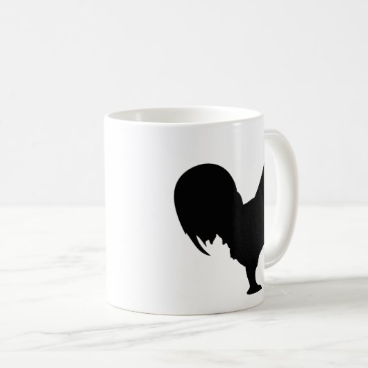 schwarze Hahnikone Kaffeetasse (VorderseiteRechts)