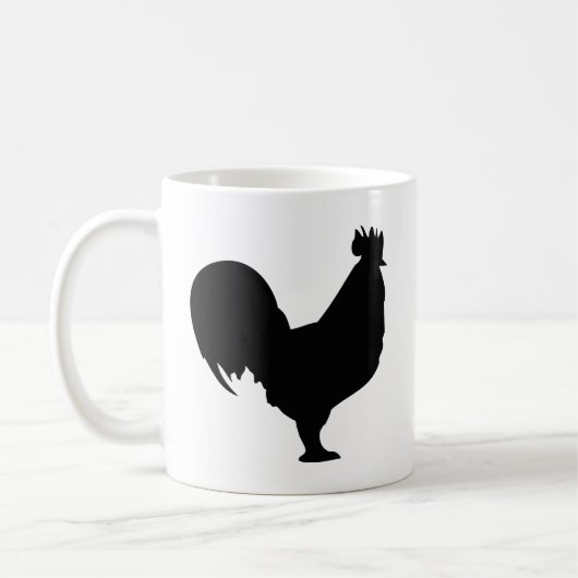 schwarze Hahnikone Kaffeetasse (Links)