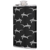 Schwarze Haie Design Vintage Schönheitskunst Flachmann (Links)