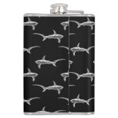 Schwarze Haie Design Vintage Schönheitskunst Flachmann (Rückseite)