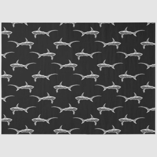 Schwarze Haie Design Vintage Schönheitskunst Seidenpapier (Vorderseite)