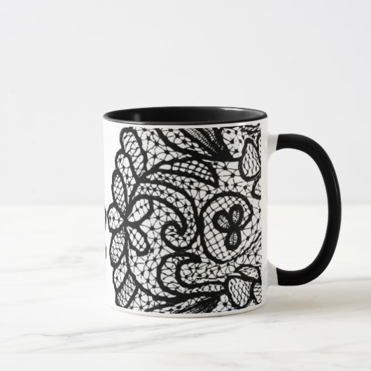 Schwarze Häkelmütze Tasse (Rechts)