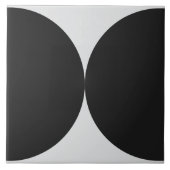 Schwarze Hälfte Circle Geometric Mitte Jahrhundert Fliese (Vorderseite)