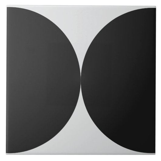 Schwarze Hälfte Circle Geometric Mitte Jahrhundert Fliese (Vorderseite)