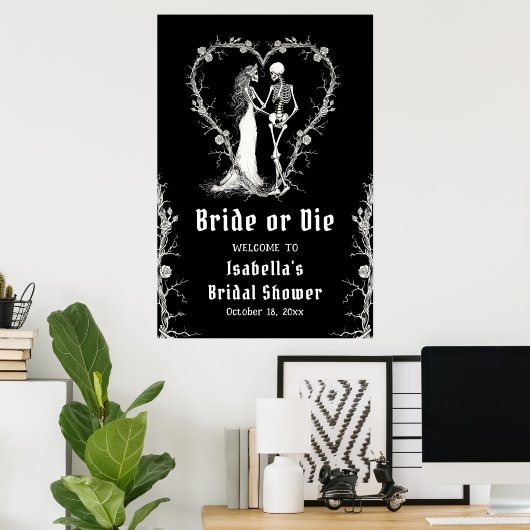 Schwarze Halloween-Braut oder Die Brautparty Willk Poster (Heimbüro)