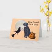 Schwarze Halloween Gruß-Karte Labrador retrievers Karte (Gelbe Blume)