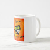 Schwarze Halloween-Katze mit dem Schädel Kaffeetasse (VorderseiteRechts)