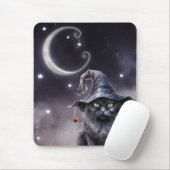 Schwarze Halloween-Katze mit einem Hexenhut Mousepad (Mit Mouse)