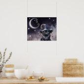 Schwarze Halloween-Katze mit einem Hexenhut Poster (Küche)