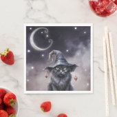 Schwarze Halloween-Katze mit einem Hexenhut Serviette (Beispiel)