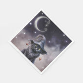 Schwarze Halloween-Katze mit einem Hexenhut Serviette (Ecke)