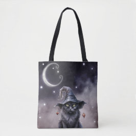 Schwarze Halloween-Katze mit einem Hexenhut Tasche