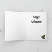 Schwarze Halloween-Katze mit Schädel Karte (Innenseite)