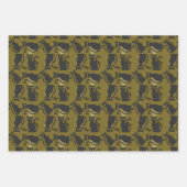 Schwarze Halloween-Katzen Gelbe Augen auf Grün Geschenkpapier Set (Vorderseite 2)