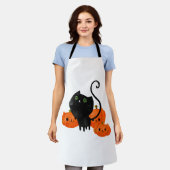 Schwarze Halloween-Kitty-Katze Schürze (Getragen)