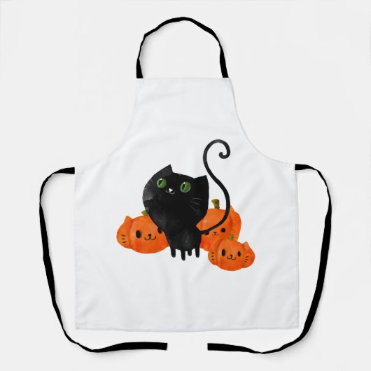 Schwarze Halloween-Kitty-Katze Schürze (Vorderseite)