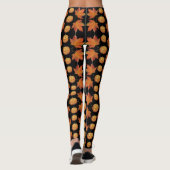 Schwarze Halloween-Leggings mit Pumpkin & Blätter Leggings (Rückseite)