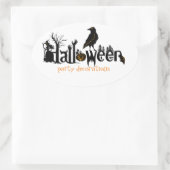 Schwarze Halloween-Textdarstellung Ovaler Aufkleber (Tasche)