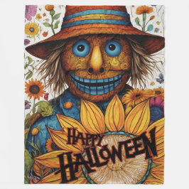 Schwarze Halloweenschnecke mit Sonnenblumen Fleecedecke