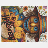 Schwarze Halloweenschnecke mit Sonnenblumen Fleecedecke (Vorderseite (Horizontal))