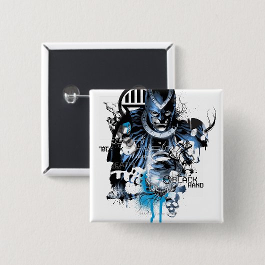 Schwarze Hand - blaue Collage Button (Vorne & Hinten)