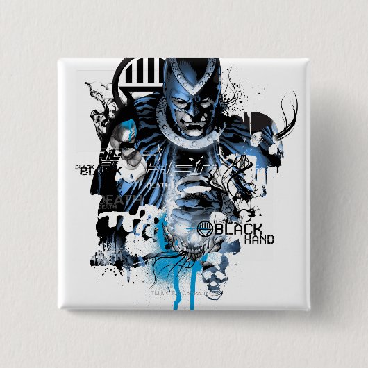 Schwarze Hand - blaue Collage Button (Vorderseite)