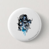 Schwarze Hand - blaue Collage Button (Vorderseite)