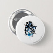 Schwarze Hand - blaue Collage Button (Vorne & Hinten)
