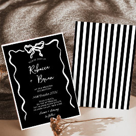 Schwarze Hand Drawn Bow Ribbon Sketch Hochzeit Einladung