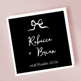 Schwarze Hand Drawn Bow Ribbon Sketch Hochzeit Serviette