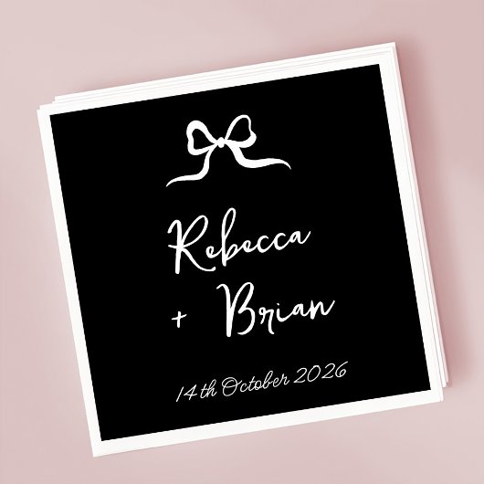 Schwarze Hand Drawn Bow Ribbon Sketch Hochzeit Serviette