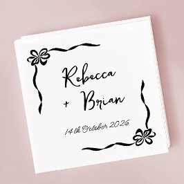 Schwarze Hand Drawn Bow Ribbon Sketch Hochzeit Serviette