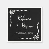 Schwarze Hand Drawn Bow Ribbon Sketch Hochzeit Serviette (Vorderseite)