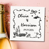 Schwarze Hand Drawn-Hochzeit Serviette