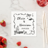 Schwarze Hand Drawn-Hochzeit Serviette (Beispiel)