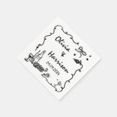 Schwarze Hand Drawn-Hochzeit Serviette (Ecke)