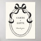 Schwarze Hand gezeichnete Bow-Rahmen-Karten Gesche Poster (Vorne)