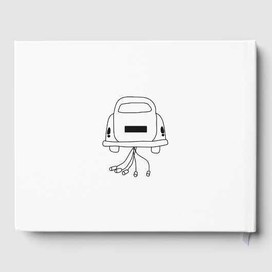 Schwarze Hand gezeichnete Illustrationen Doodles H Gästebuch (Rückseite)