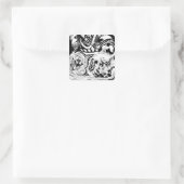 Schwarze Hand mit Schädelplatte 2 Quadratischer Aufkleber (Tasche)