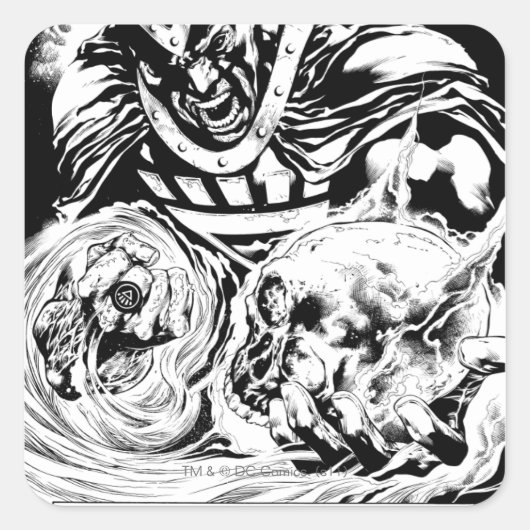 Schwarze Hand mit Schädelplatte 2 Quadratischer Aufkleber (Vorderseite)