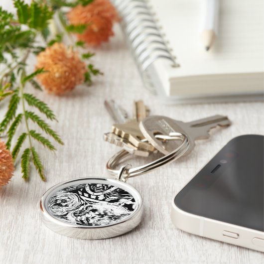 Schwarze Hand mit Schädelplatte 2 Schlüsselanhänger (Seite)