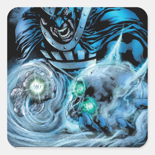 Schwarze Hand mit Schädelplatte Quadratischer Aufkleber (Vorderseite)