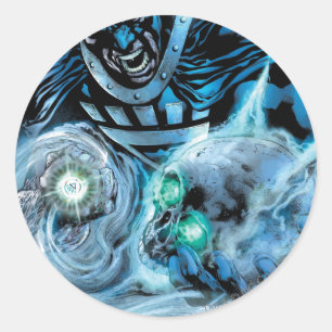 Schwarze Hand mit Schädelplatte Runder Aufkleber