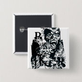 Schwarze Hand-und Schädel-Collage Button (Vorne & Hinten)