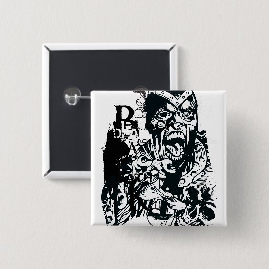 Schwarze Hand-und Schädel-Collage Button (Vorne & Hinten)