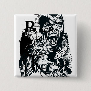 Schwarze Hand-und Schädel-Collage Button